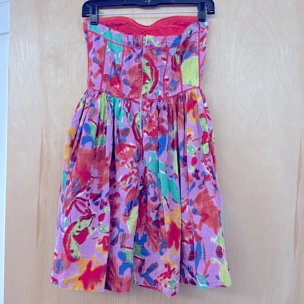 Aryn K "Hyperspace" Strapless Mini Dress | Red & Lavender Multi - Picture 8 of 11